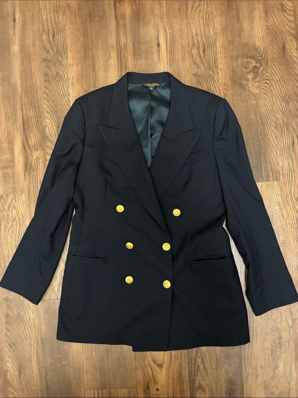 Vintage Brooks Brothers 100% wool navy double breasted blazer 10 preppy